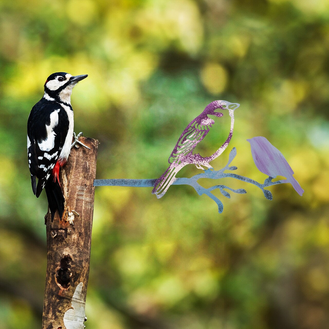 Obiect decorativ de grădină, Bird on the branch 22, 20x40 cm, Multicolor - imagine 7